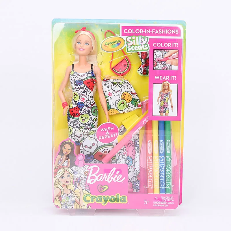 30 см Оригинальная кукла Барби Crayola кукла цвет в моде дизайн платье живопись граффити навыки обучающая игрушка GGT44
