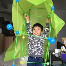 Namiot zabawkowy rękodzieło plastikowe dzieci DIY Fort Castle zestaw do budowania interakcji rodzic-dziecko tanie tanio CN (pochodzenie) Akrylowe Nowoczesne