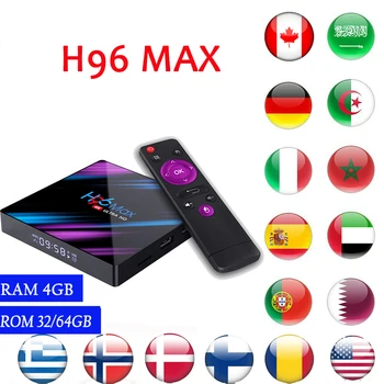 

H96 MAX Smart TV Box Android 9.0 Media Player Portugal Belgium Arabic Netherlands Belgium Italy UK subscript TV Box