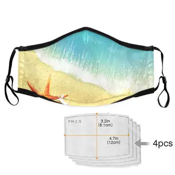 

Beach Print PM2.5 Mouth Mask Anti Haze Anti Dust Mask Nose Filter Windproof Cotton Face Muffle Bacteria Cloth Respirator filter