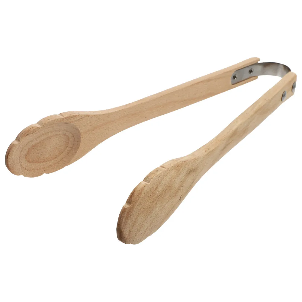 1Pc Stainless Steel and Wood Bread Tong Serving Food Tong Kitchen Tong