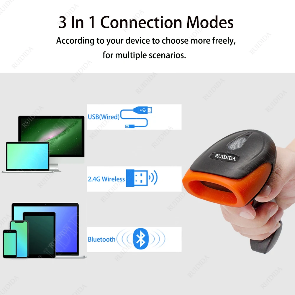 Wired Wireless 2D Barcode Scanner Bluetooth QR Barcode Reader PDF417 for mobile payment barcode scanner
