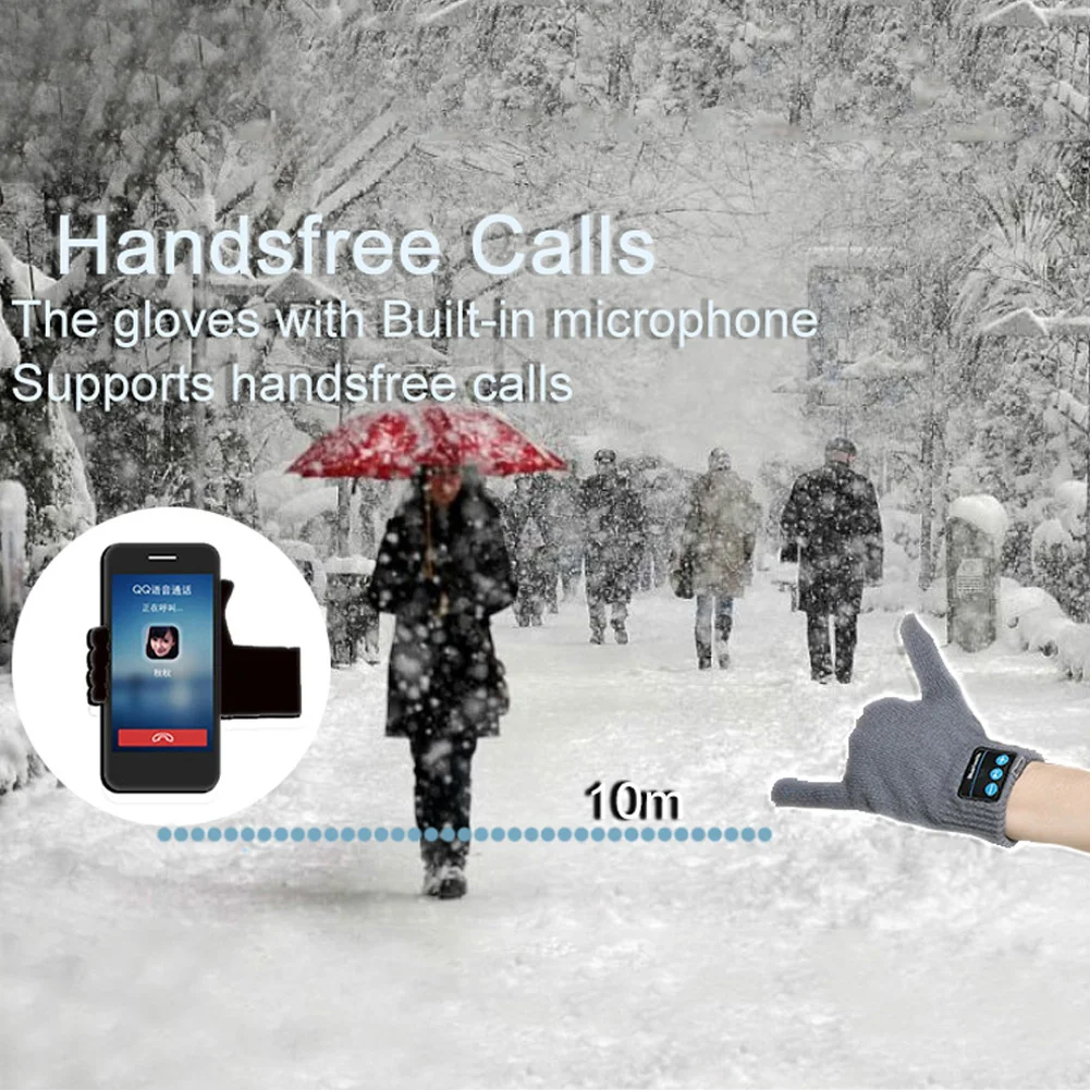 Зимние теплые Смарт сенсорный экран Bluetooth беспроводные Hands Free Звонки MP3 перчатки