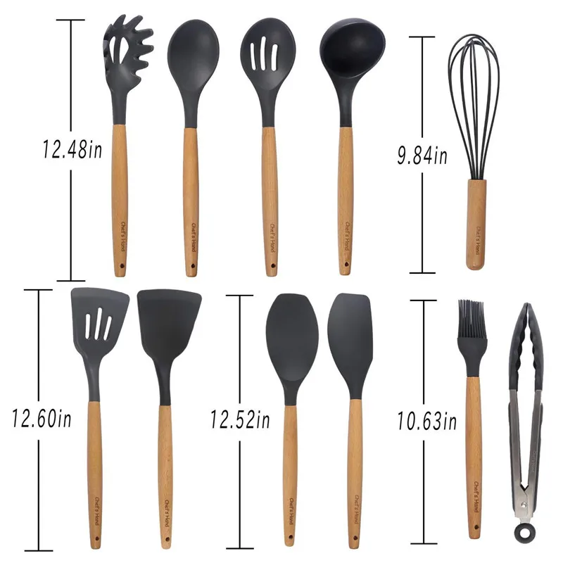 

Wooden Handle Silicone Spatula Utensils Turner Heat-resistant Soup Spoon Non-stick Spatula Shovel Cooking Shovel Kitchen Tool