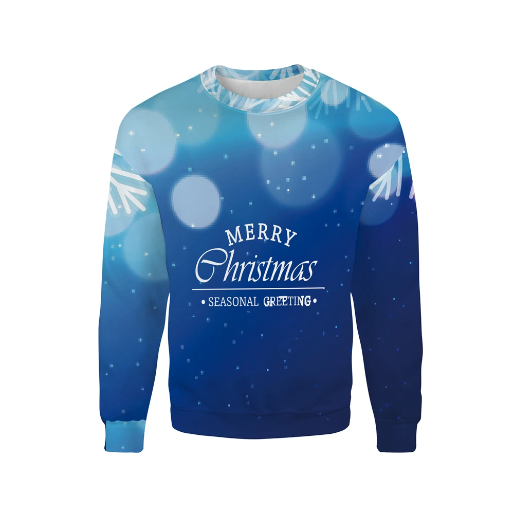 Рождественские толстовки мужские рождественские блузки с 3D принтом модные пуловеры с длинными рукавами пуловеры со снежинками уличная одежда