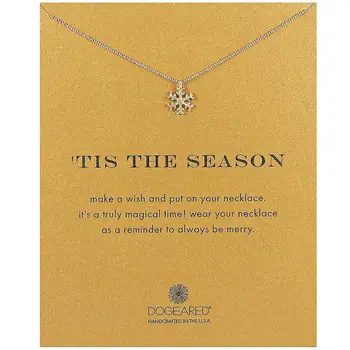 

Fashion Gold Color Snowflake Charm Necklace with Gift Card Never Tarnish High Polished Christmas Winter Pendant Women Necklaces