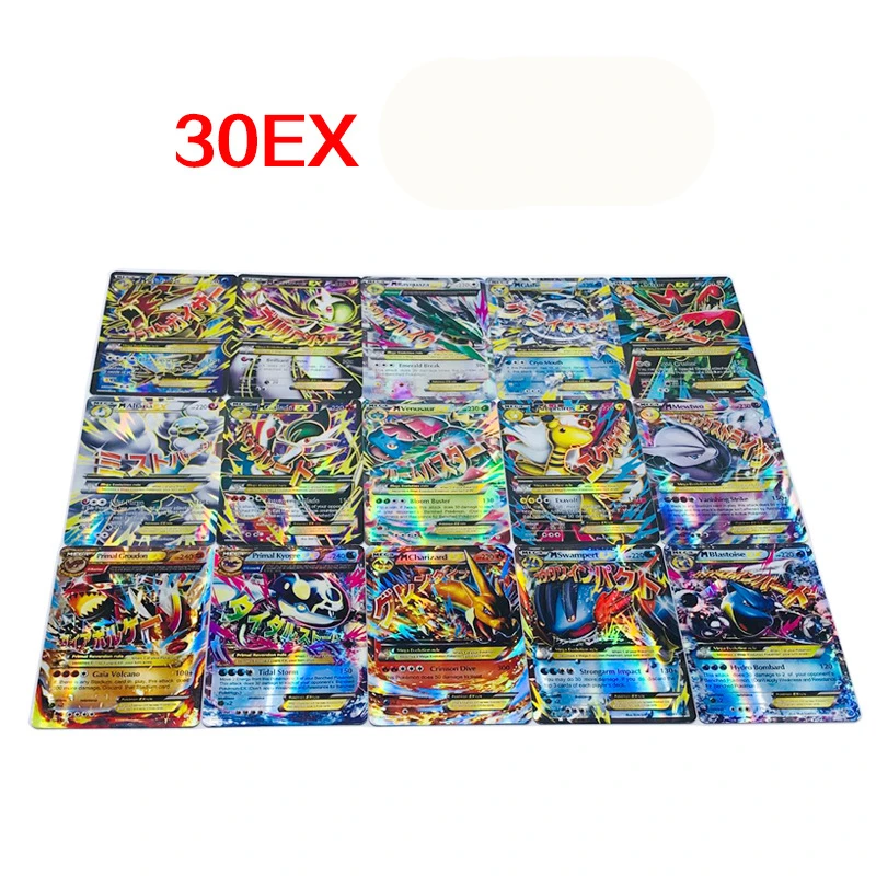 30 шт Новые английские GX или EX Mega бумажные карты для Funs подарок игрушки Пикачу