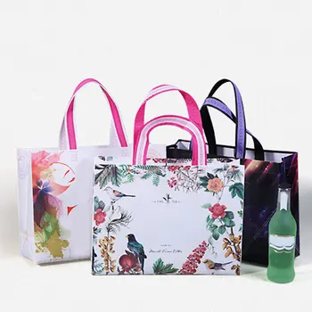 

New Recycle Shopping Bag Eco Reusable Shopping Tote Bag Floral Shoulder Folding Pouch Handbags Printing Waterproof Storage