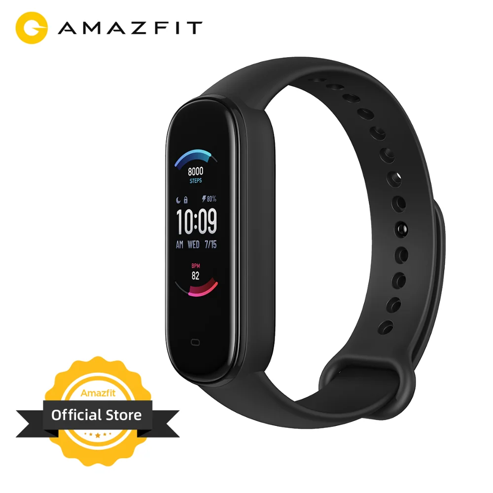  Amazfit Band 5, с пульсоксиметром и микрофоном для Alexa, цветной дисплей, фитнес трекер, водонепроницаемый, Bluetooth 5,0, спортивный смарт браслет