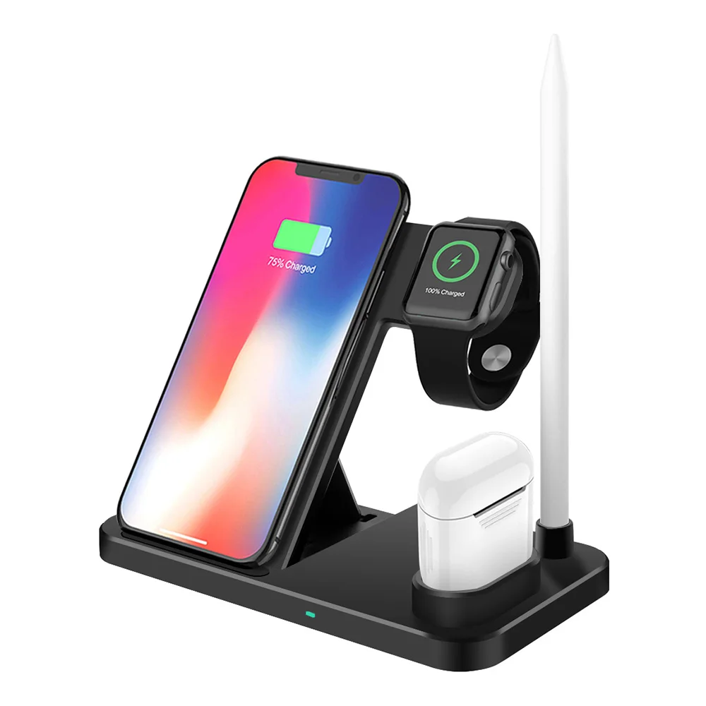10W MAX 4 в 1 беспроводная зарядная станция для Apple Watch Airpods Pro Зарядная база Qi быстрая зарядная подставка для iPhone 11 Pro X XR XS MAX - Цвет: 10W MAX