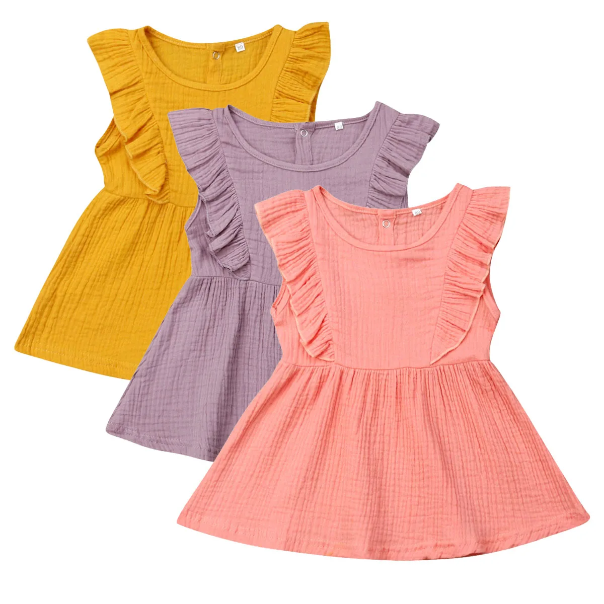 

Newborn Toddler Kids Baby Girl Solid Color Dress Infant Ruffle Princess Party Dress Dresses Clothes Clothings Sundress Sunsuits