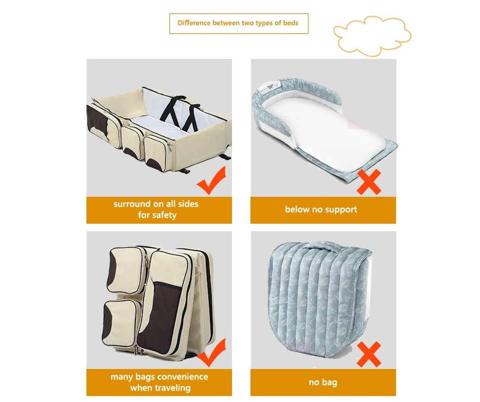 Складная портативная детская туристическая детская кроватка кровать люлька и плечевые аксессуары сумка 70x40x20 см