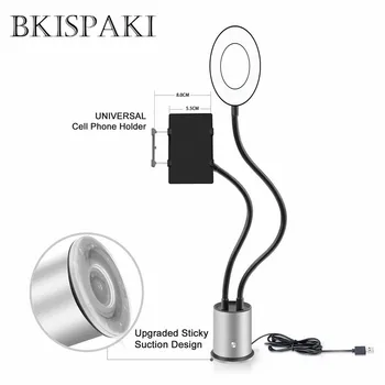 Online Dimmbare LED Studio Kamera Ring Licht Foto Video Licht Ring Lampe Mit Saugnapf Selfie Stick Ring Schreibtisch Licht Für Youtube