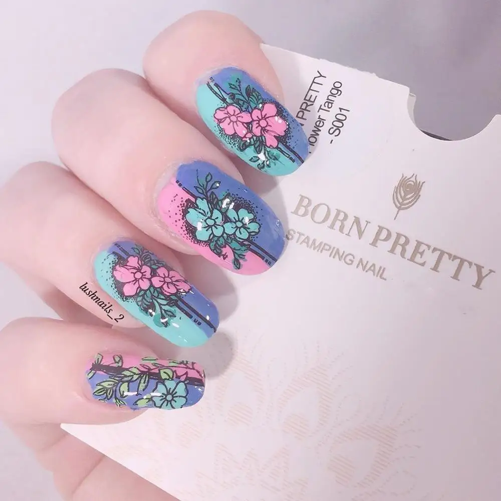BORN PRETTY Flower квадратные пластины для стемпинга ногтей Розы Цветы Дизайн Ногтей изображение трафарет цветок Танго тема