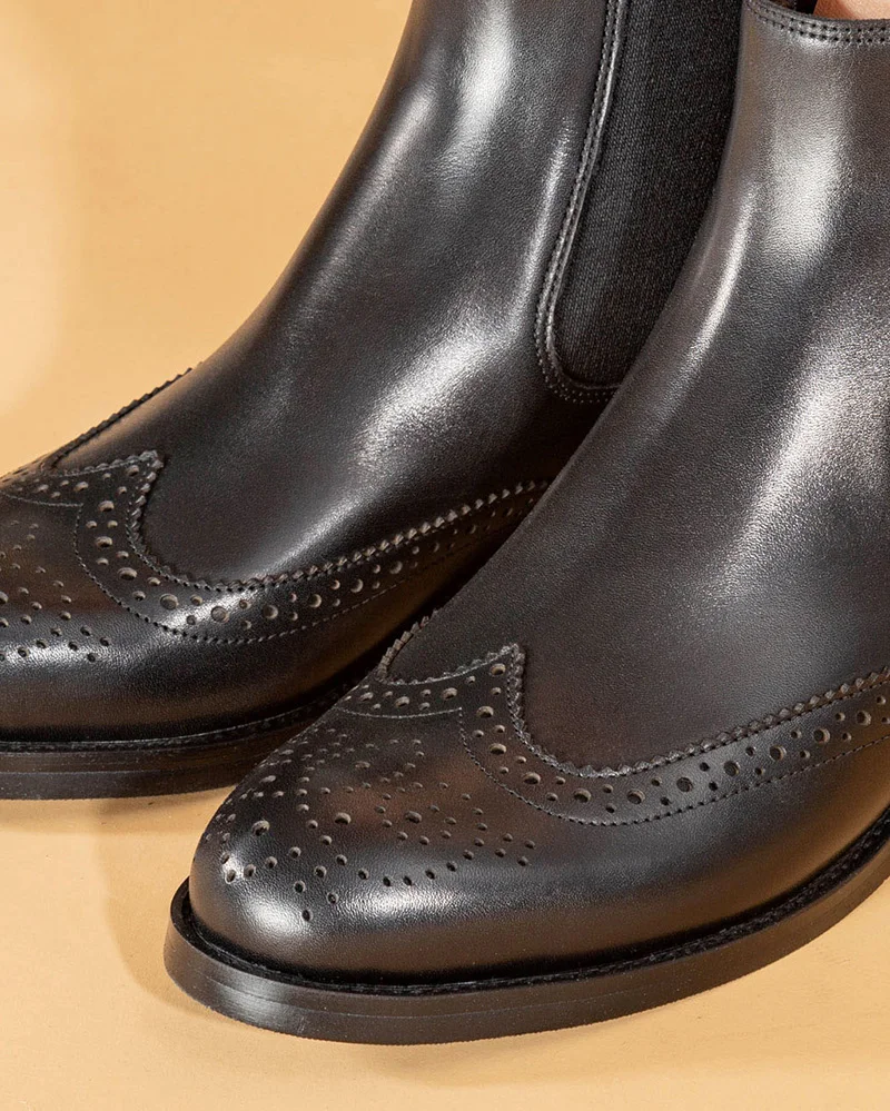 Ботинки женские черные из натуральной кожи на низком каблуке|women genuine leather boots|genuine
