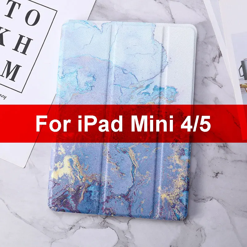 Для iPad 10,2 Air 2 1 чехол Мрамор из кожи с натуральным лицевым покрытием мягкий TPU чехол для iPad 9,7 Мини 123 iPad 2/3/4/5/6 Мини 45 чехол - Цвет: Blue Mini 45