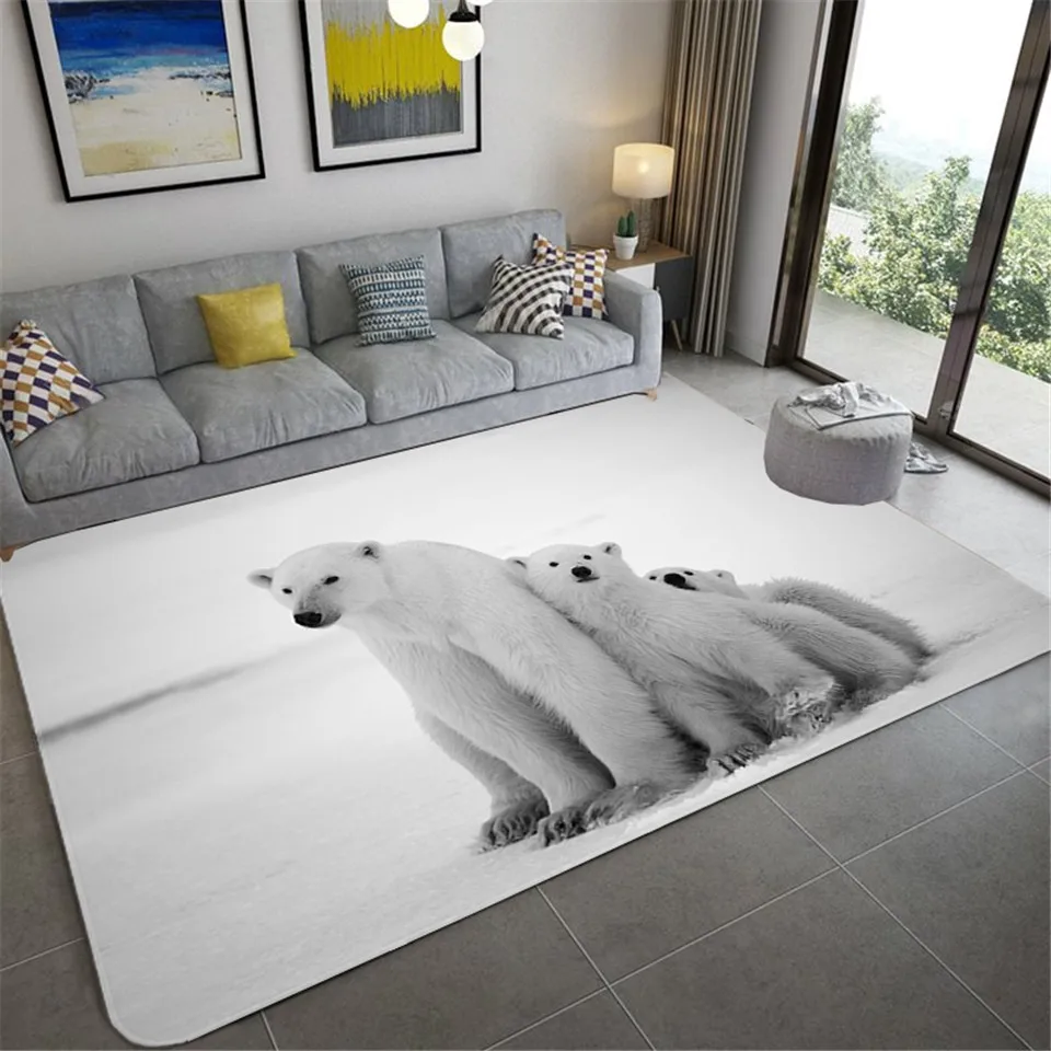 Cute Polar Bear Children Room Carpet 3D Animal Rug Living Flannel Sponge Bath Mat Absorbent Home Decor Hallway | Дом и сад