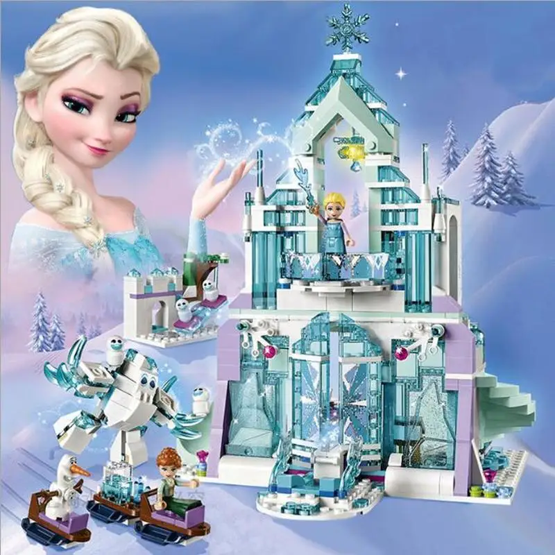 

711pcs Girl Series Elsa Magic Ice Castle Palace Compatibie Legoingly Building Blocks Toy Kit DIY Educational Children Gifts