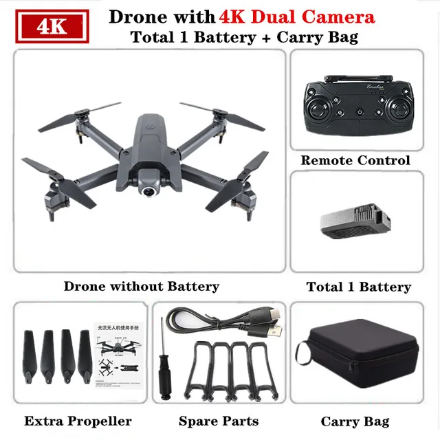 Радиоуправляемый Дрон с 4K HD камерой WiFi FPV Квадрокоптер 106 высокое удержание складной рычаг инопланетянин Вертолет VS E58 R8 SG106 Дрон игрушка - Цвет: 4K camera bag 1B