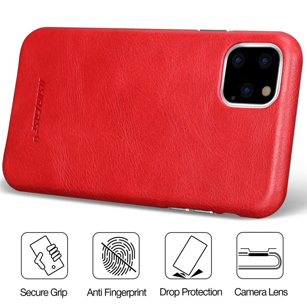 Jisoncase кожаный чехол для iPhone 11Pro MAX, Ультратонкий чехол из натуральной кожи, нескользящая Мягкая ручка, устойчивый к царапинам чехол