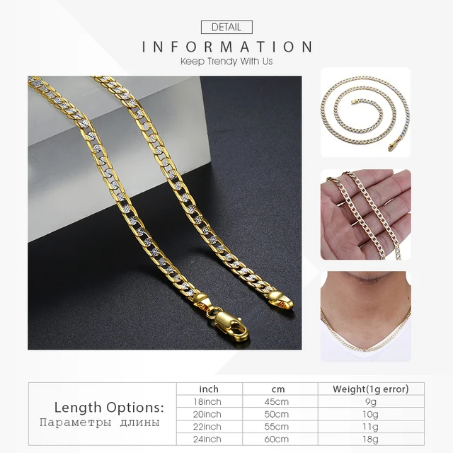 Davieslee 4mm Curb Chain Necklace for Men Women Adjustable Jewelry - Image 2