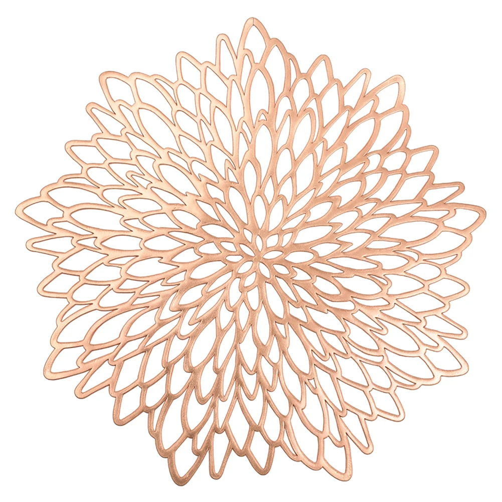 Restaurant Table Mat Placemat PVC Pads Heat Insulation Solid Color Non-Slip Flower Shape Placemat Home Indoor Table Decoration - Цвет: gold
