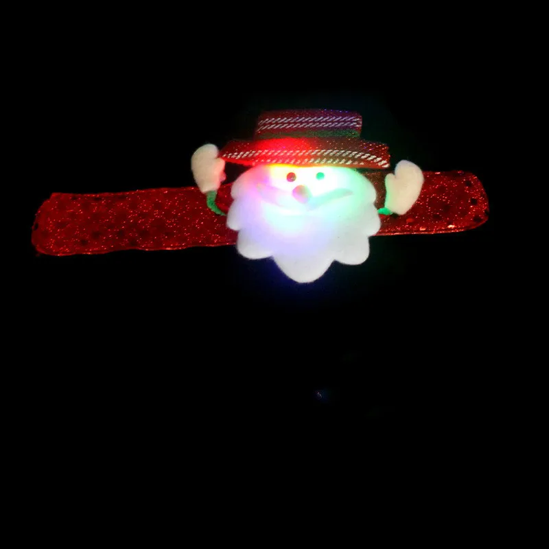 Christmas Patting Circle Bracelet Watch Santa Claus Snowman Deer New Year Party Toy Wrist Decoration Xmas Children Gift - Окраска металла: Sequins elderly