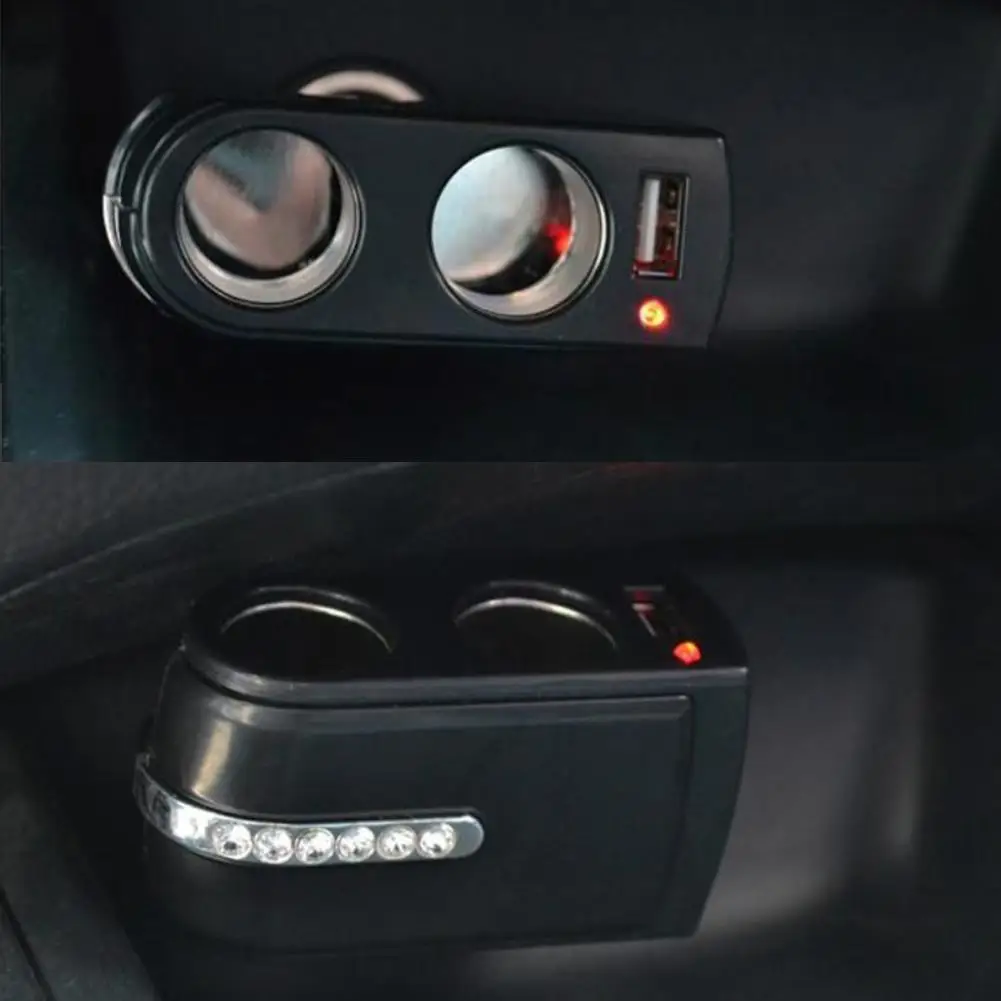 Новинка, зарядное устройство, черный, 2 USB+ двойной разъем, автомобильный прикуриватель, автомобильный разветвитель для мобильного телефона, автомобильное зарядное устройство