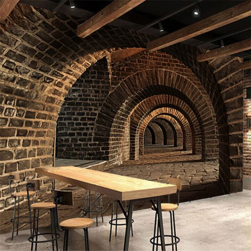 Beibehang-3D-underground-tunnel-channel-KTV-restaurant-wall-custom-large-mural-wallpaper-papel-de-parede-para