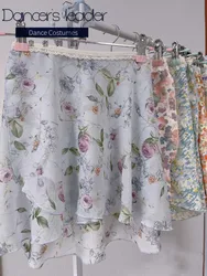 Ballet Short Skirt Retro Broken Flower Purple Rose Women's Dance Skirt Gymnastics Practice Skirt Adult Ballet Lyric Skirt