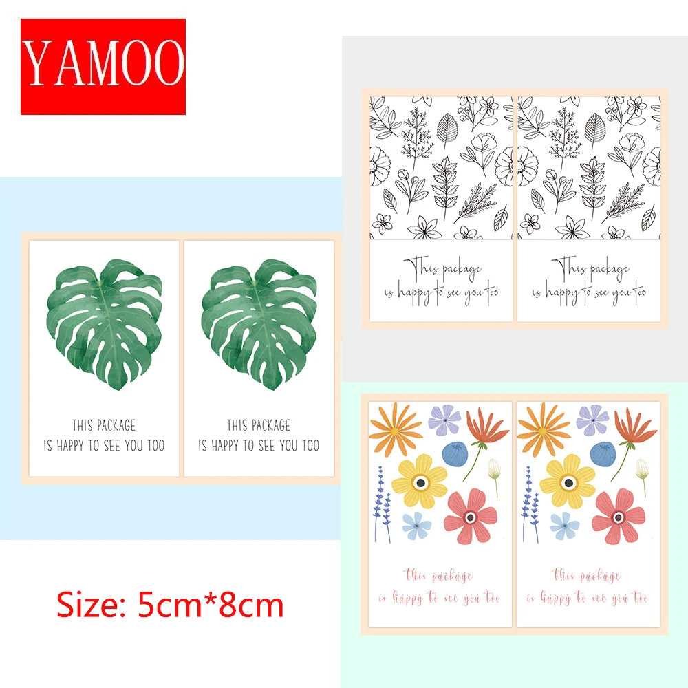 

10-50pcs green leaf rectangular self-adhesive packaging supplies gift box hand-sealed stickers self-adhesive labels coated paper