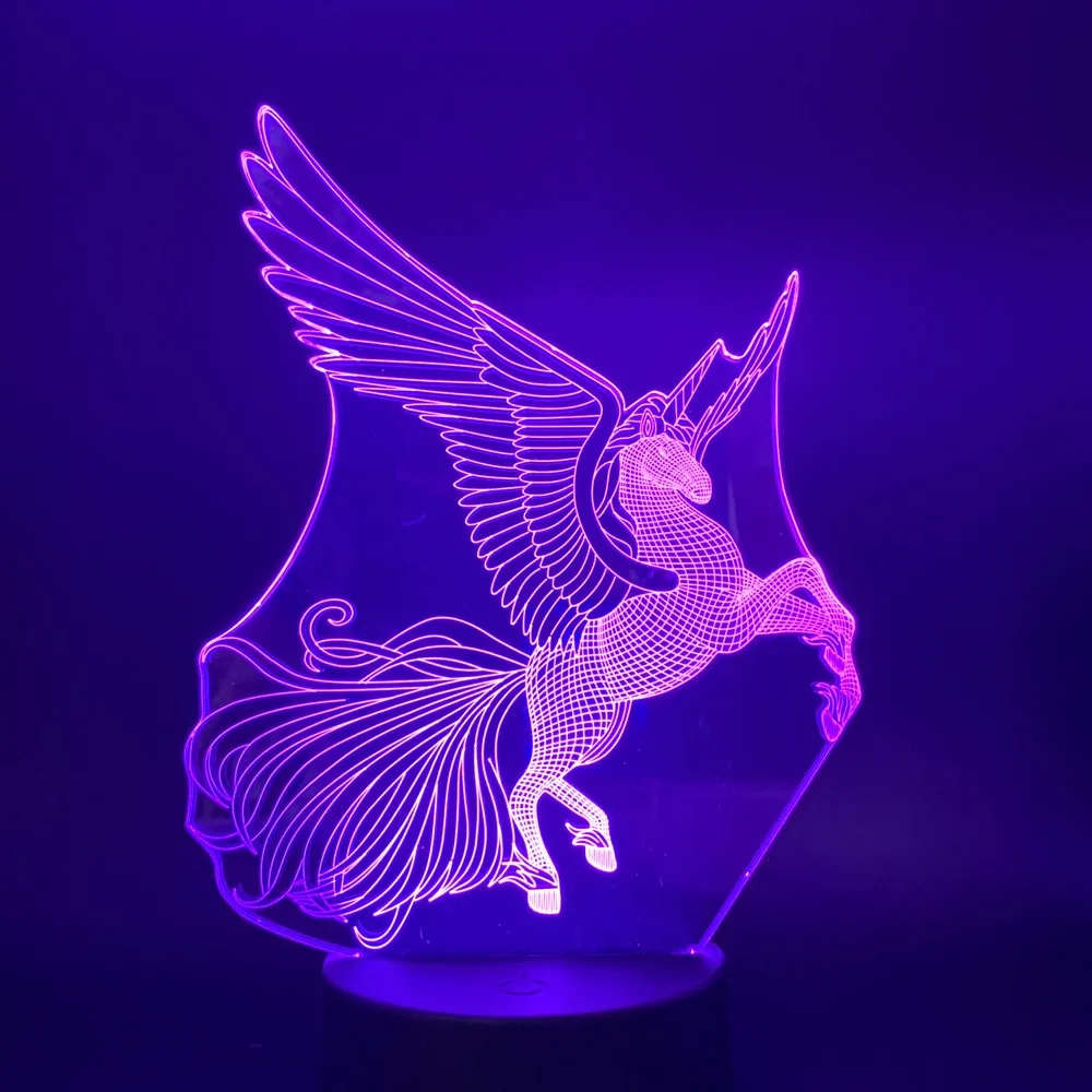 3D лампа Pegasus цвета Изменение ночник для детей подарок жилая комната 3D свет сенсорные ночники животные светодиодный ночник