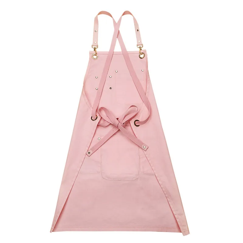 2019 Pink Canvas Apron for women Waitstaff Barista Bartender Baker Bistro Pastry Catering Florist Painter Artist Work Wear logo
