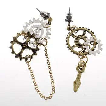 

Steampunk Gears Earrings For Women Antique Bronze Vintage Steam Punk Accessory Ear Studs
