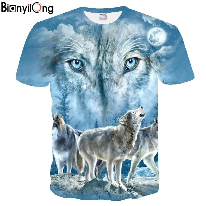 

2020 men t shirt New Fashion Brand T-shirt Men/Women Summer 3d Tshirt moon Printed Wolf T shirt Tops Tees t-shirt