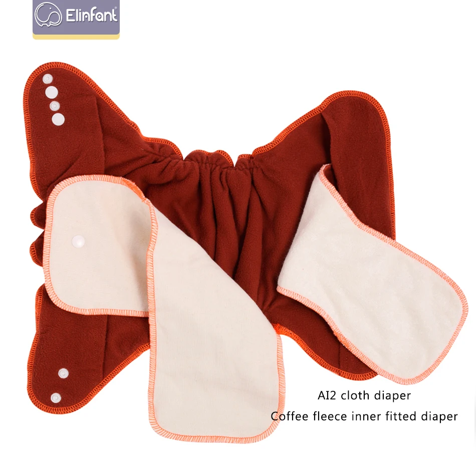 Skup Elinfant Coffee polar runo wielokrotnego użytku dopasowana pieluszka jeden rozmiar noc AIO i AI2 pieluszka dla niemowląt zmywalna konopna pieluchy z tkaniny 1 szt. Opakowanie