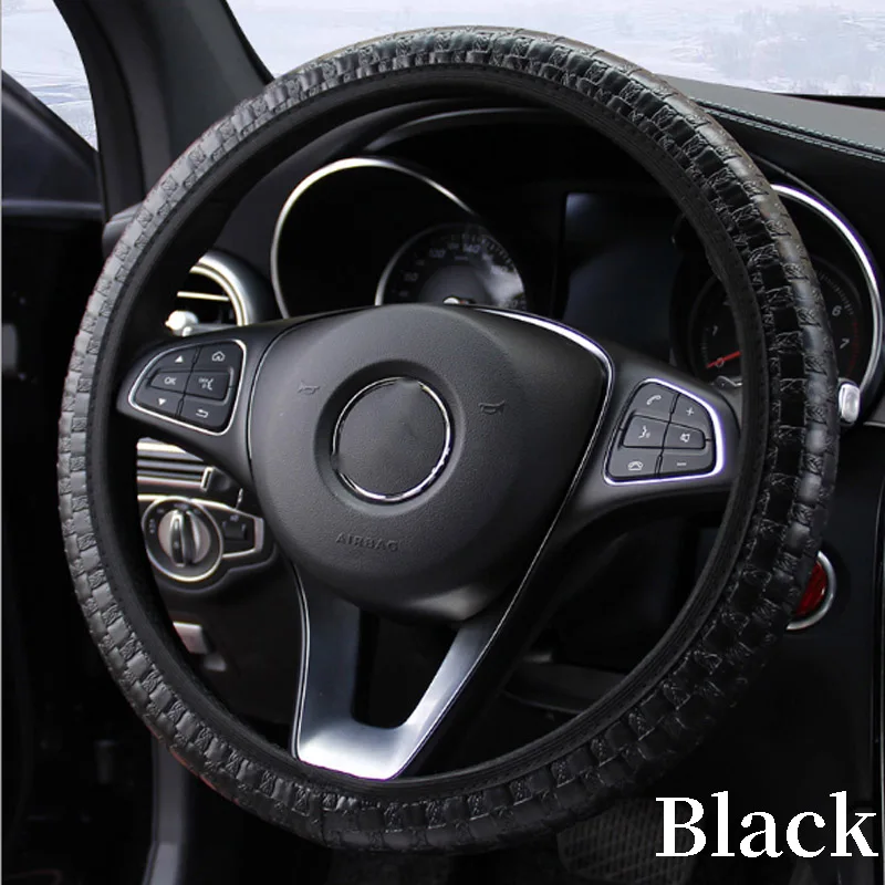 black 38 см для Honda Civic 2006-2011 Accord Fit City CRV Volvo S60 XC90 V40 V70 V50 V60 автомобильный чехол на руль аксессуары для интерьера - Название цвета: black