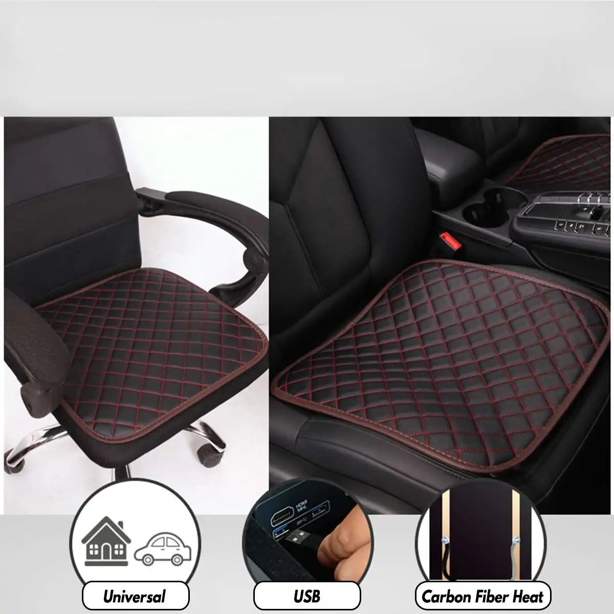 USB Leather Single Pad Universal Waterproof Car Heat Pad Seat Covers Heated Auto Car Seat Cover Heating Pad Warmer Heaters Mat