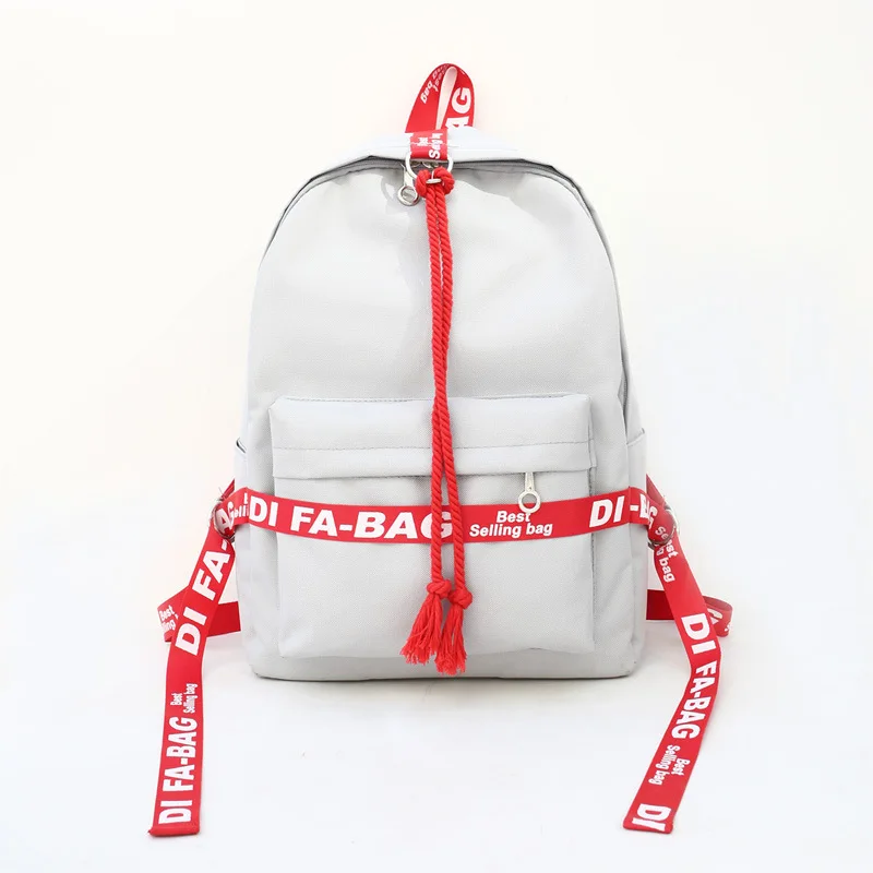 

Fashion Street Trend Street Shooting Backpack Ribbon Retro Casual Unisex Couple Backpack Campus College Windbag