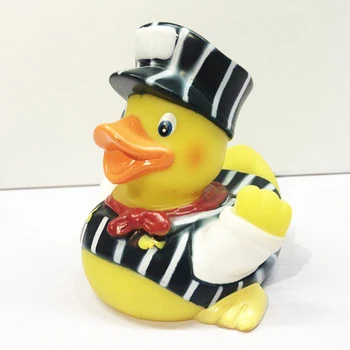 

9Cm Bath Toys Cognitive Floating Toy Rubber Duck Creative Styling Striped Uniform Yellow Duck Baby Toys