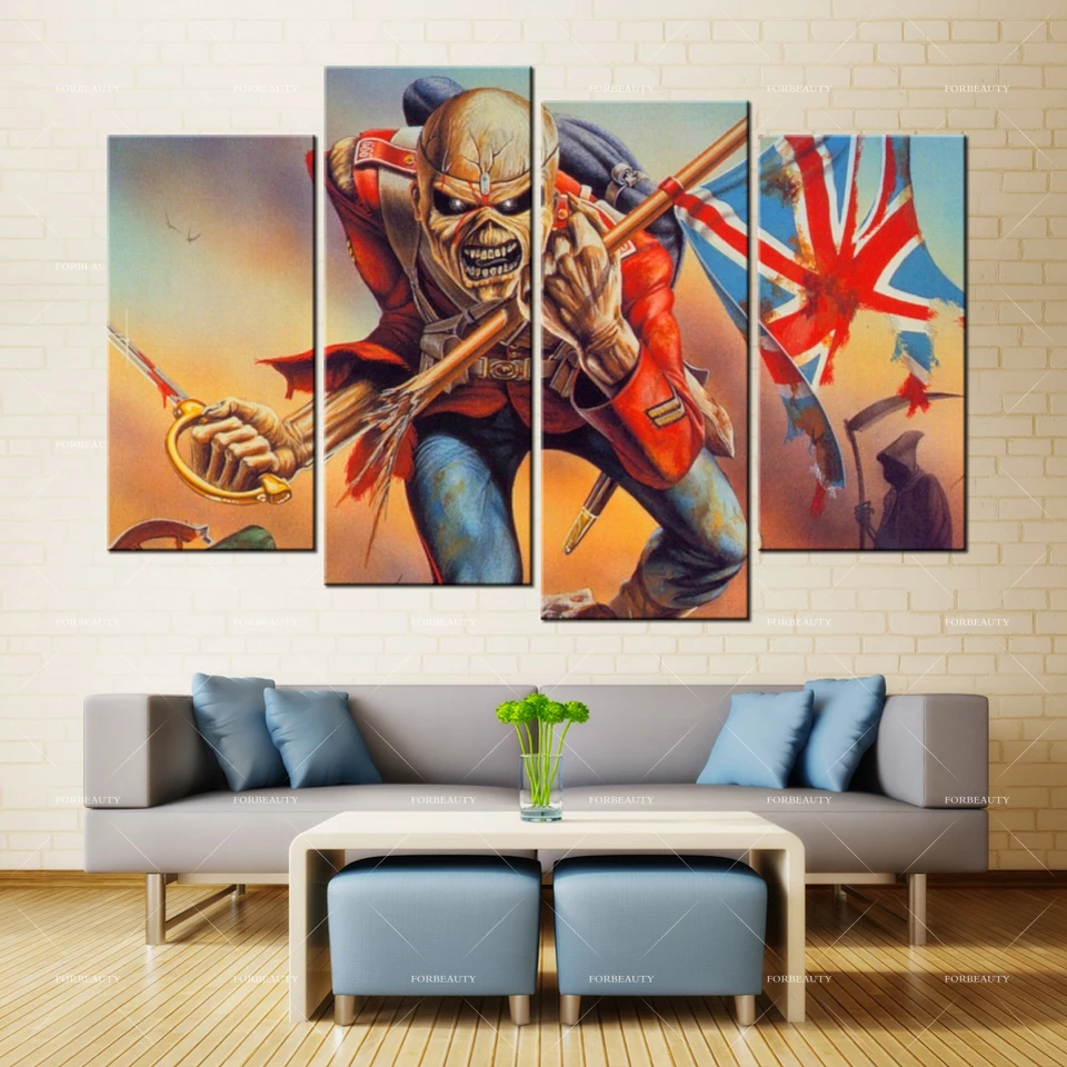 ForBeauty Картина на холсте настенное искусство iron_maiden_picture_undead_flag рисунок брызгами водостойкие чернила домашний декор