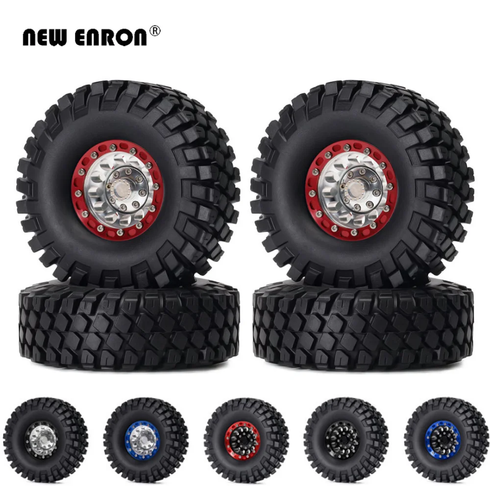 1:10 112mm 4P 1.9" Beadlock Wheel Rim Rocks Tires For RC Crawler SCX10 TRX4 CC01 