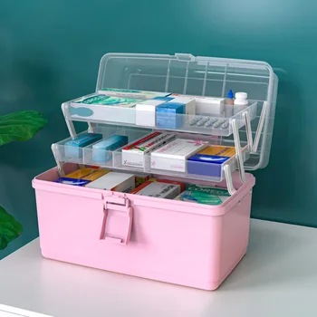 

first aid kit Multi-layer Plastic Box Portable First Aid Medicine Case Emergency Storage Box Medicine Storage Container for Home