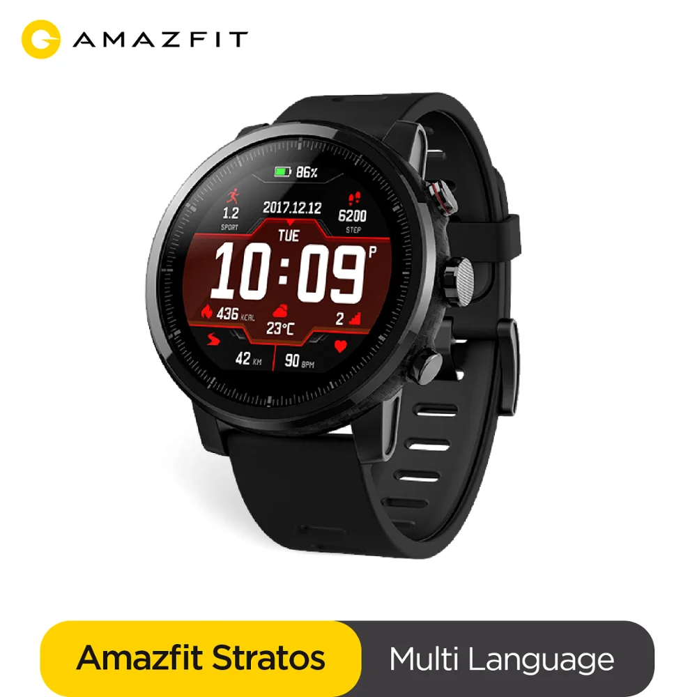  Смарт часы Amazfit Stratos с Bluetooth, GPS, GLONASS, Пульсометром 