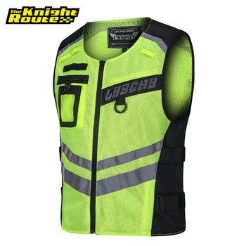 

LYSCHY LED Light Motorcycle Vest Reflective Vest Fluorescent Riding Safety Vest Racing Sleeveless Motorbike Jacket Moto Armor