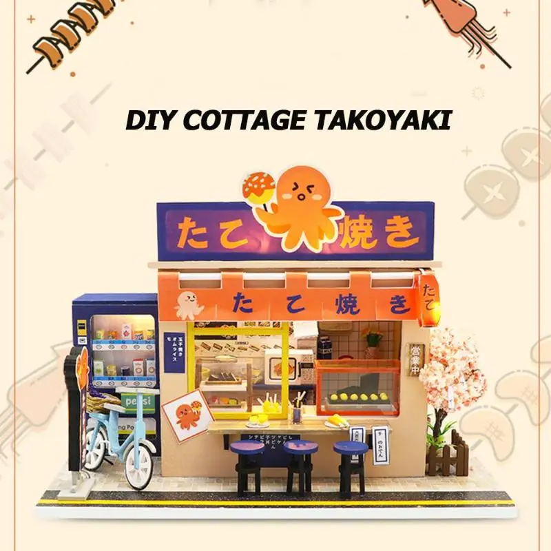 Кукольный дом мебель Diy Миниатюрный Детский DIY магазин еды 3D Деревянный Кукольный дом с мебелью деревянный кукольный домик игрушка на день рождения подарок