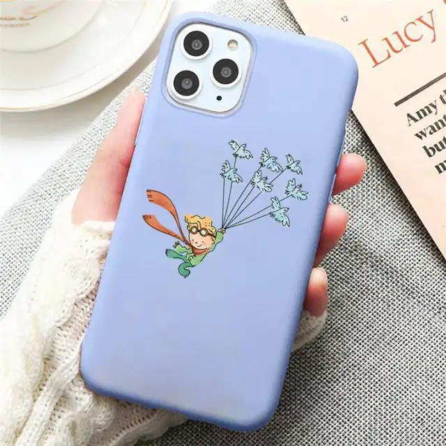 Cartoon Little Prince Phone Case Candy Color Blue for iPhone 11 12 pro XS MAX 8 7 6 6S Plus X 5S SE 2020 XR a7