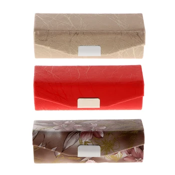 

3pcs Lipstick Case Holder With Mirror,Chinese Traditional Flower Design Makeup Jewelry Holder Box Lip Balm Carry Case Travel