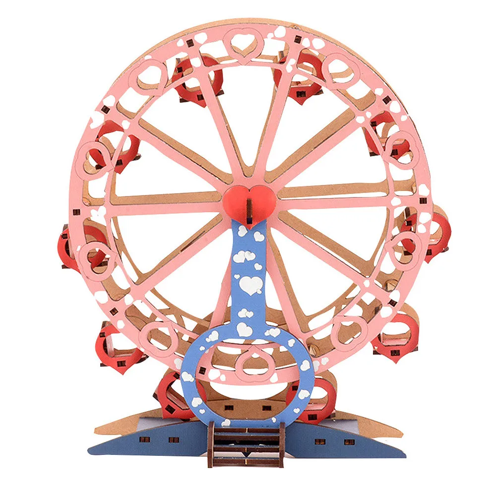 Kids Toys DIY Wooden Puzzles Turning Ferris Wheel Physics Science