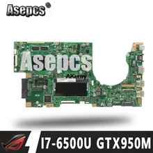 Asepcs K501UX เมนบอร์ดแล็ปท็อปสำหรับ ASUS K501UX K501UB K501U K501 ทดสอบต้นฉบับเมนบอร์ด DDR3 4G RAM I7-6500U GTX950M EDP(China)